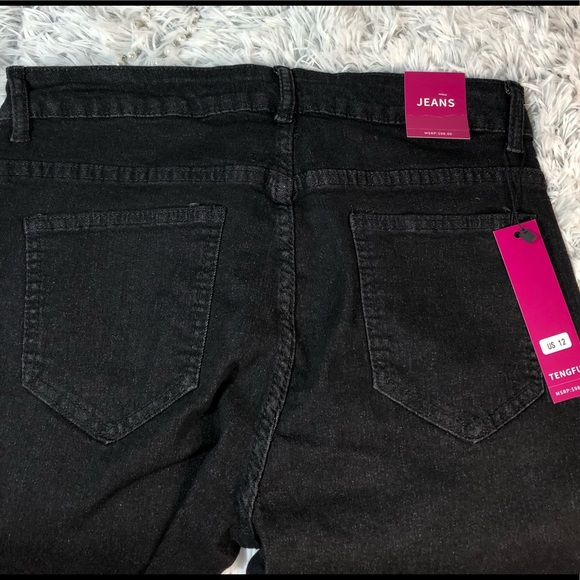 Tengfu Size 12 Jeans Flare Bottoms - Black - Picture 2 of 6